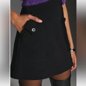 Anthropologie Maeve Black Mini Skater Skirt with Pocket Detail